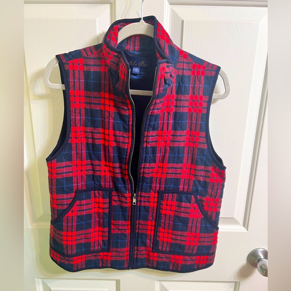 Blue Rain Blue and Red Plaid Vest-Size Medium